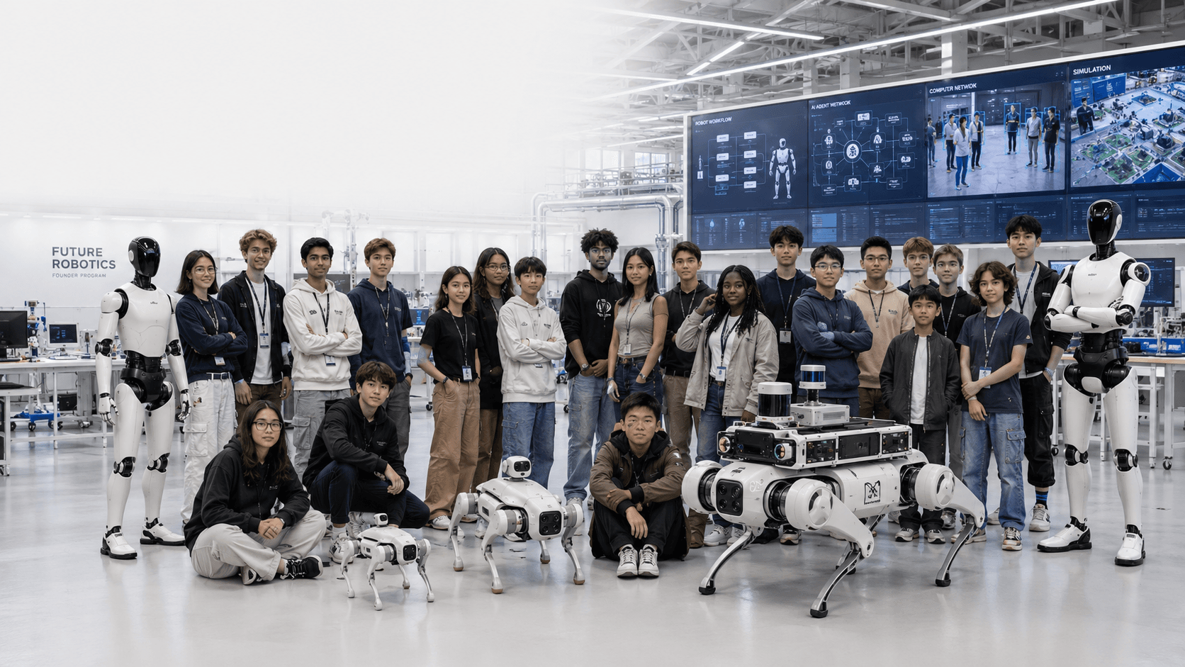 AI robotics future founder students in a robotics lab